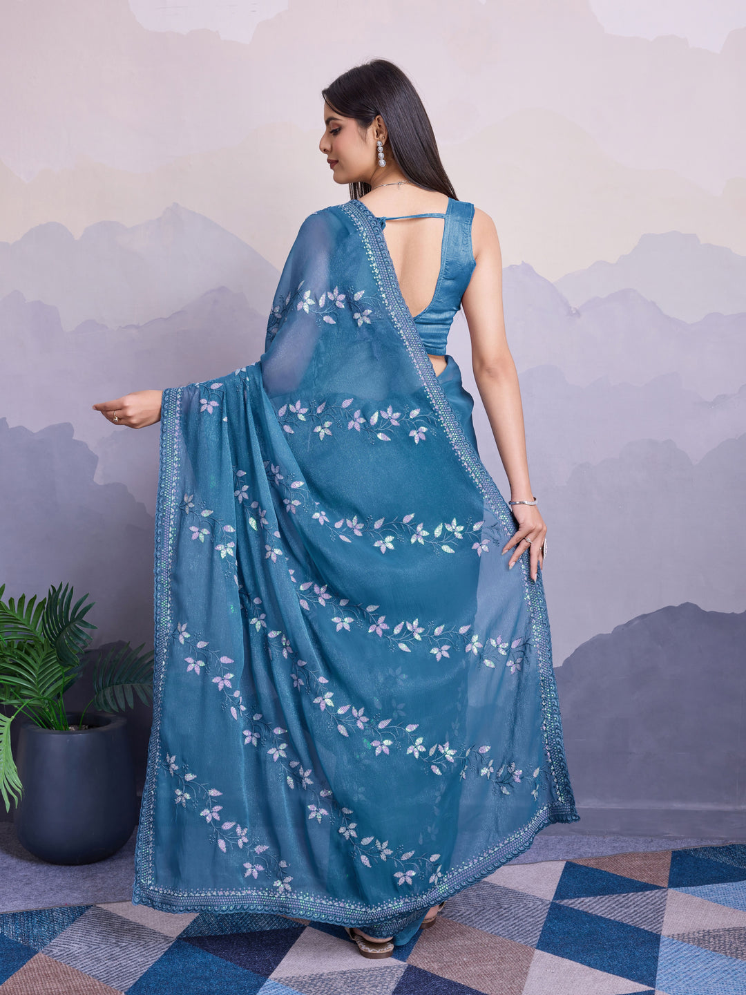 Simmer Chiffon Saree | A Designer Saree for Grand Occasions with Premium Work