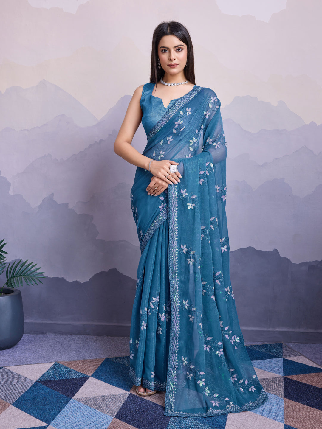 Simmer Chiffon Saree | A Designer Saree for Grand Occasions with Premium Work