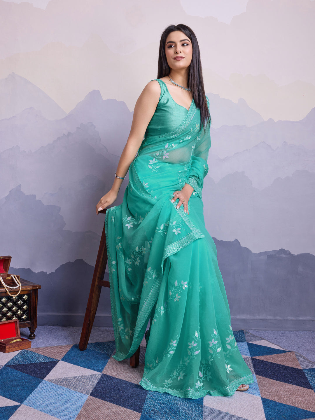 Simmer Chiffon Saree | A Designer Saree for Grand Occasions with Premium Work