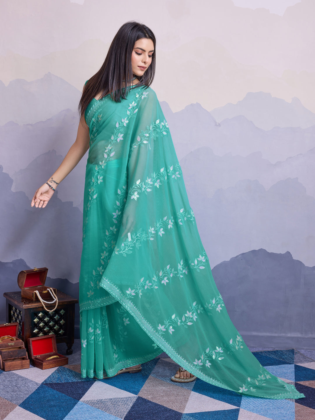 Simmer Chiffon Saree | A Designer Saree for Grand Occasions with Premium Work