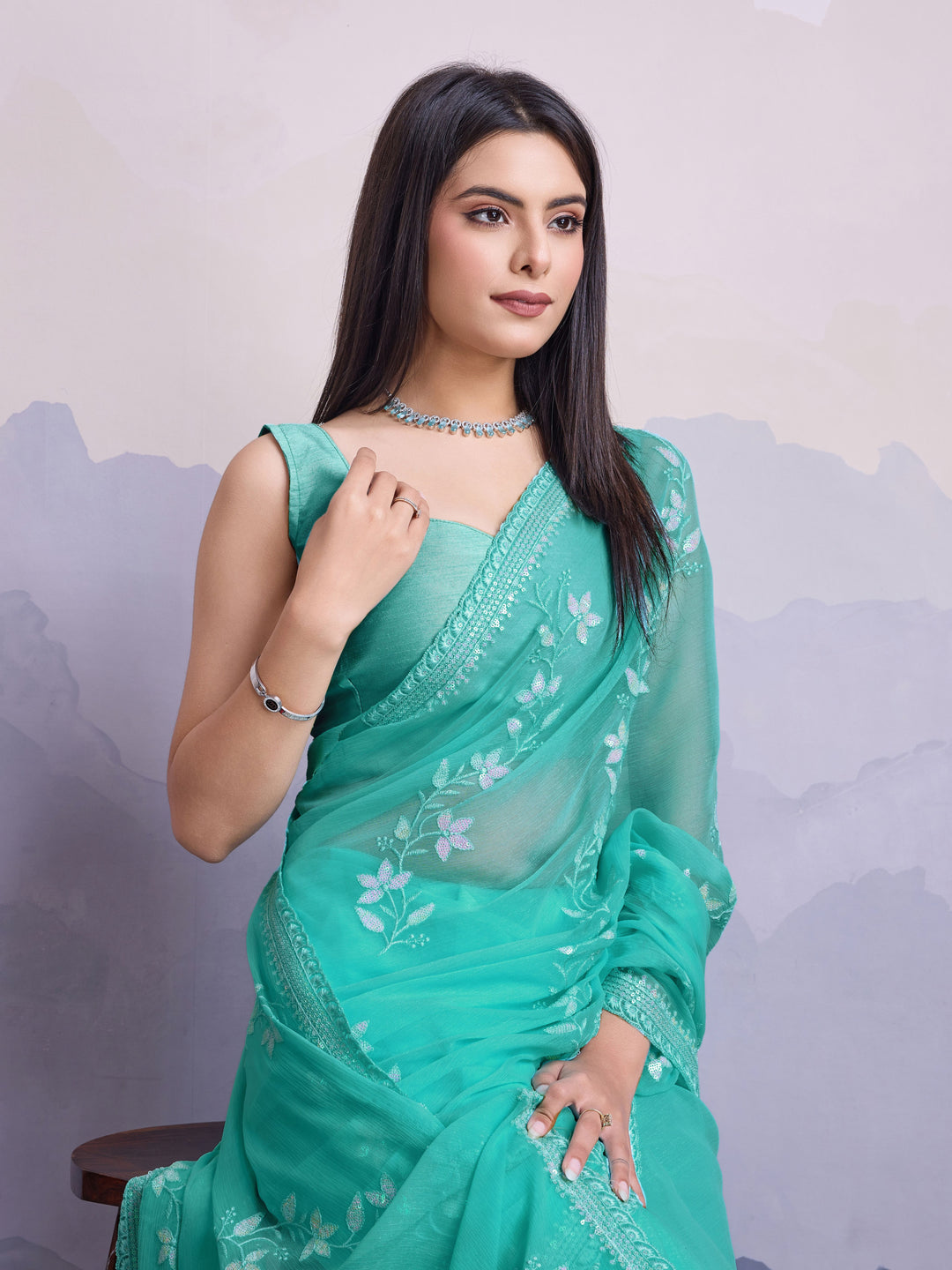 Simmer Chiffon Saree | A Designer Saree for Grand Occasions with Premium Work