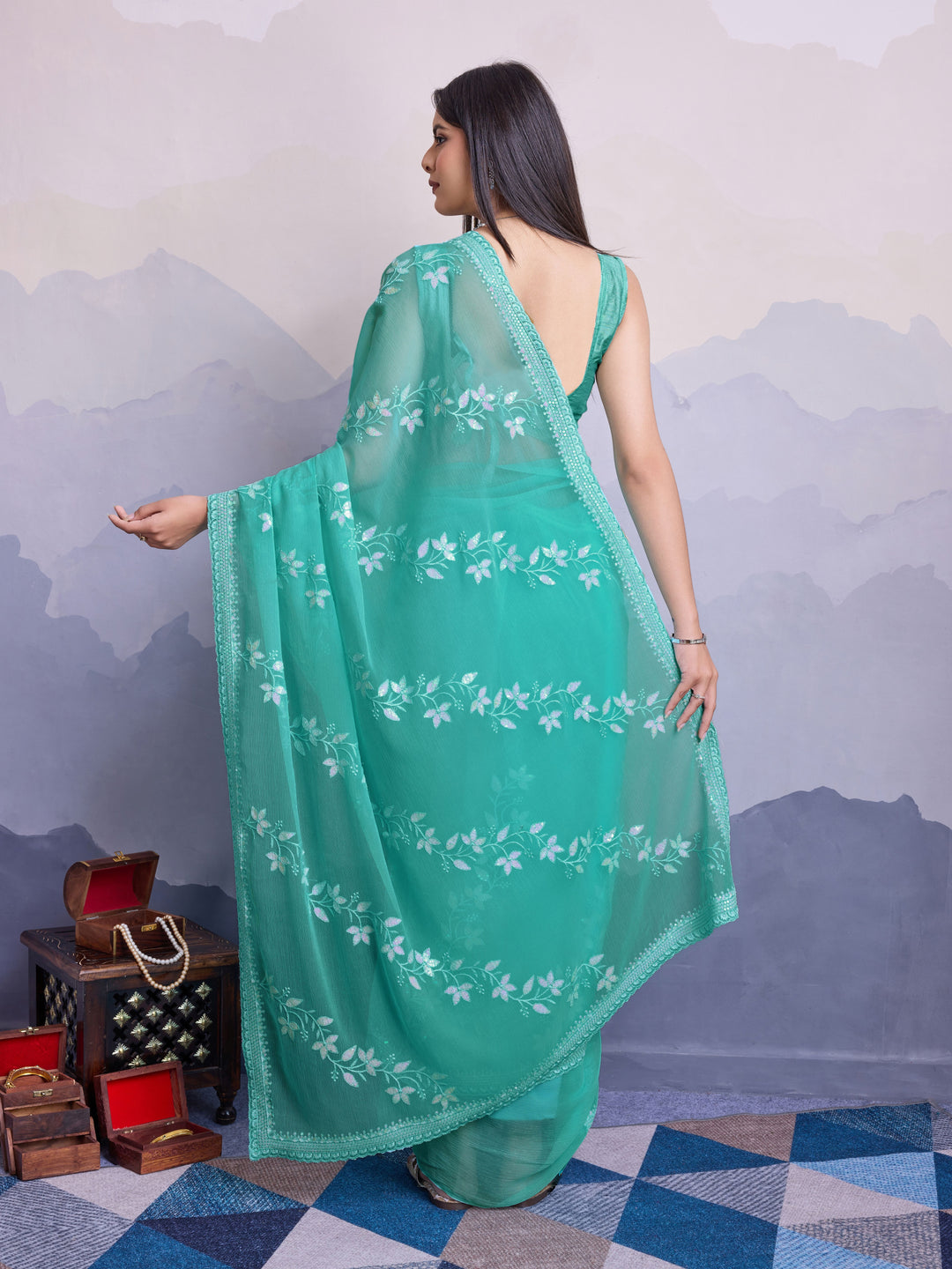 Simmer Chiffon Saree | A Designer Saree for Grand Occasions with Premium Work