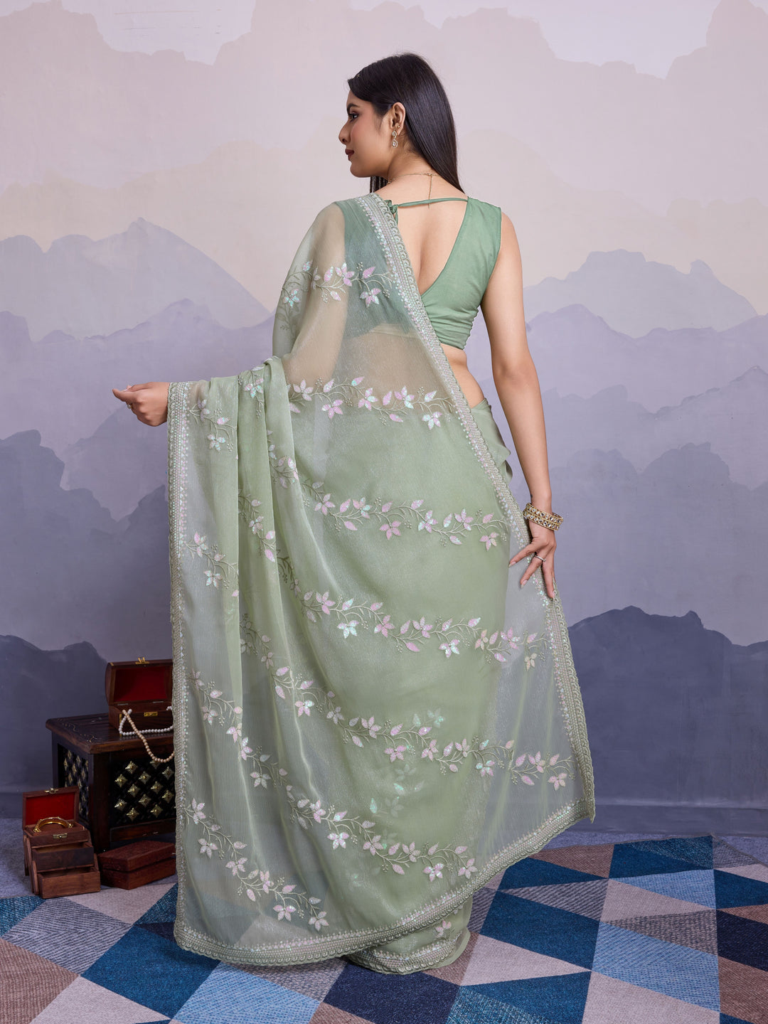 Simmer Chiffon Saree | A Designer Saree for Grand Occasions with Premium Work