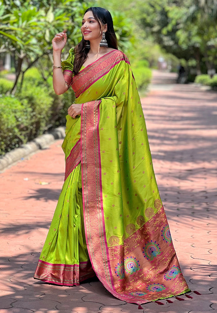 Paithani Silk Saree | Meenakari Designer Work for Special Events & Weddings