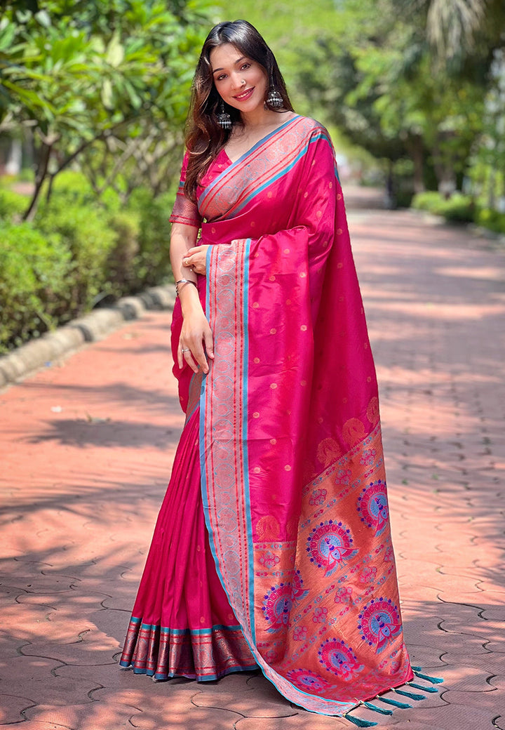 Paithani Silk Saree | Meenakari Designer Work for Special Events & Weddings