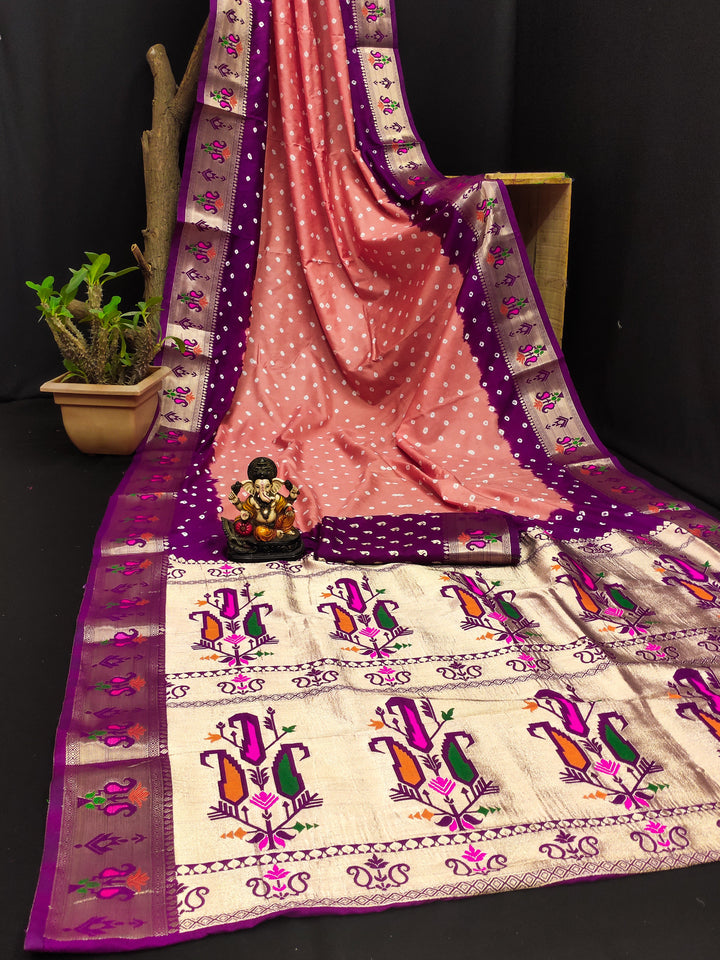 Dola Silk Saree | Designer Paithani & Bandhej Print for Special Events