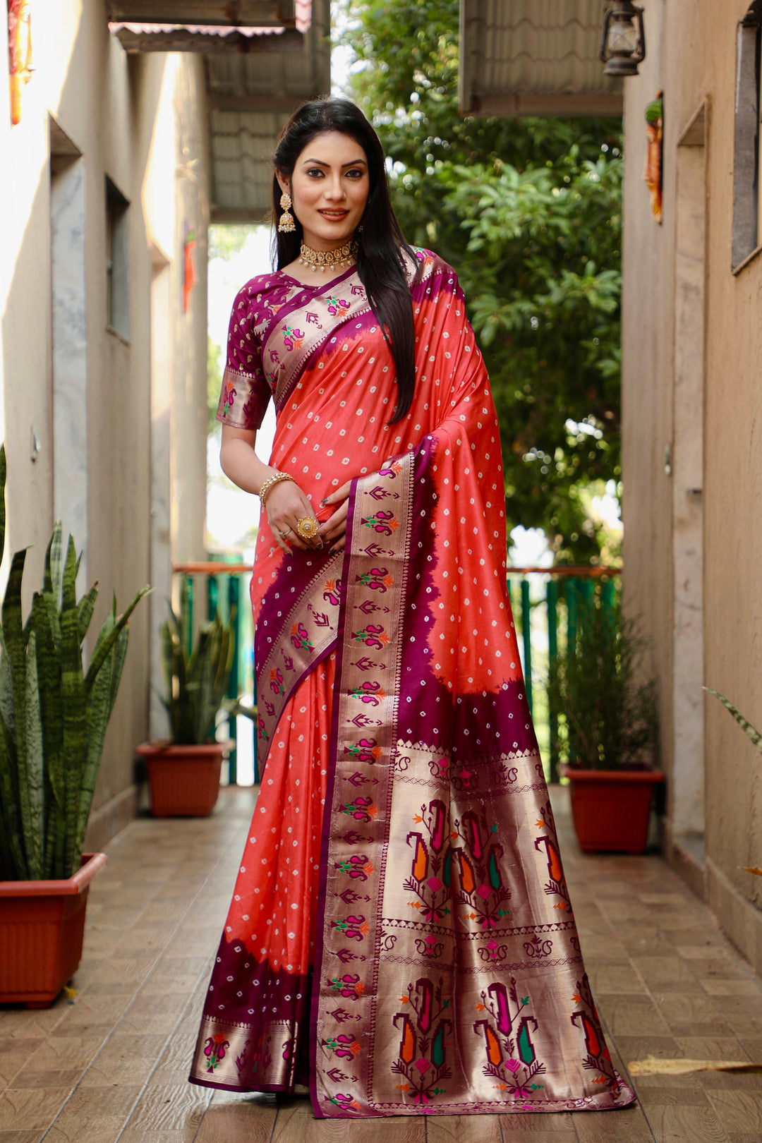 Dola Silk Saree | Designer Paithani & Bandhej Print for Special Events