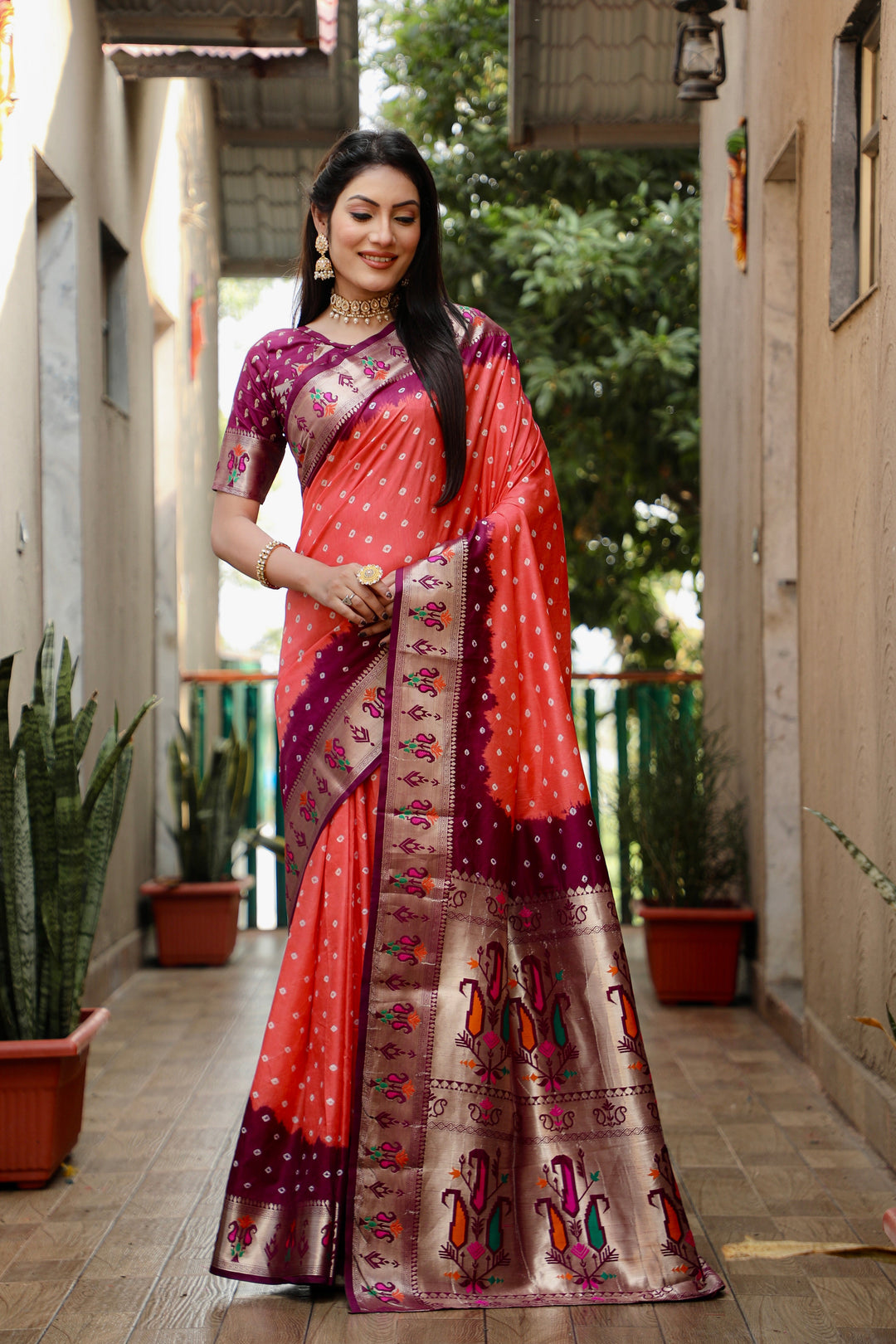 Dola Silk Saree | Designer Paithani & Bandhej Print for Special Events