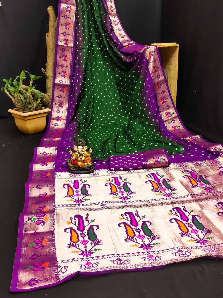 Dola Silk Saree | Designer Paithani & Bandhej Print for Special Events