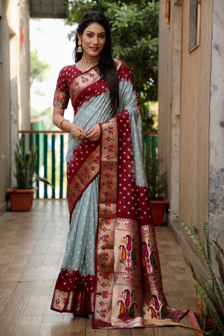 Dola Silk Saree | Designer Paithani & Bandhej Print for Special Events