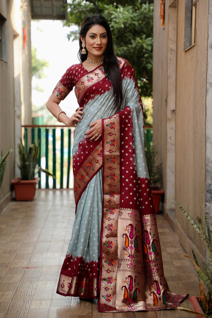 Dola Silk Saree | Designer Paithani & Bandhej Print for Special Events