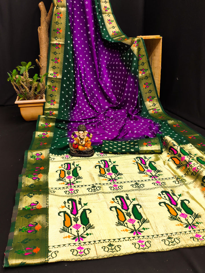 Dola Silk Saree | Designer Paithani & Bandhej Print for Special Events