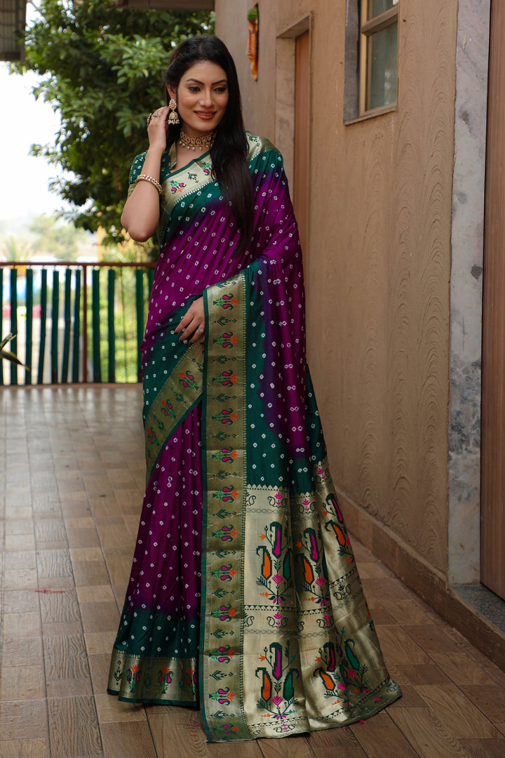 Dola Silk Saree | Designer Paithani & Bandhej Print for Special Events