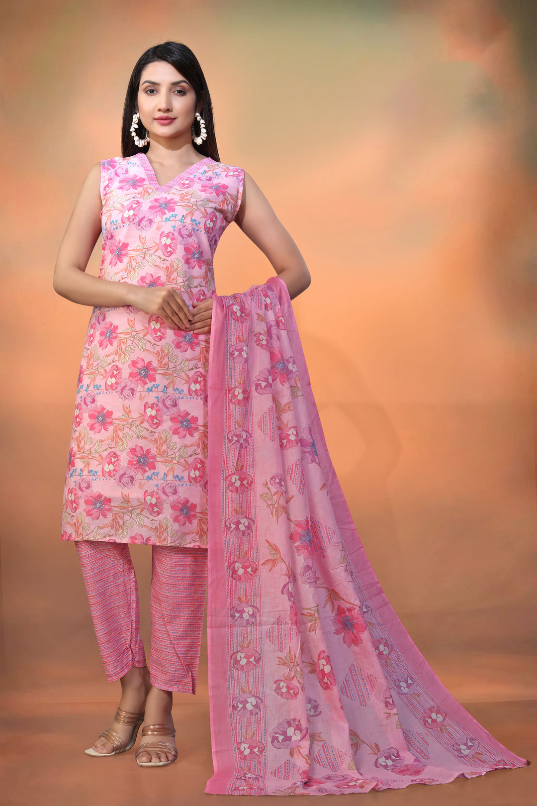 Floral Printed Cambric Cotton Salwar Kameez with Mal Cotton Dupatta | Casual Ethnic Wear