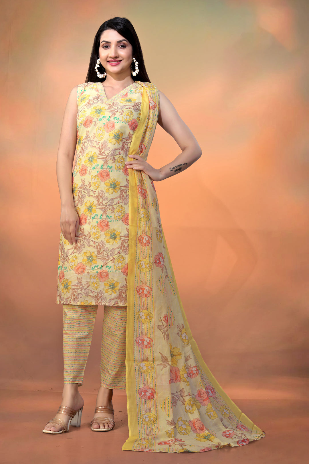 Floral Printed Cambric Cotton Salwar Kameez with Mal Cotton Dupatta | Casual Ethnic Wear