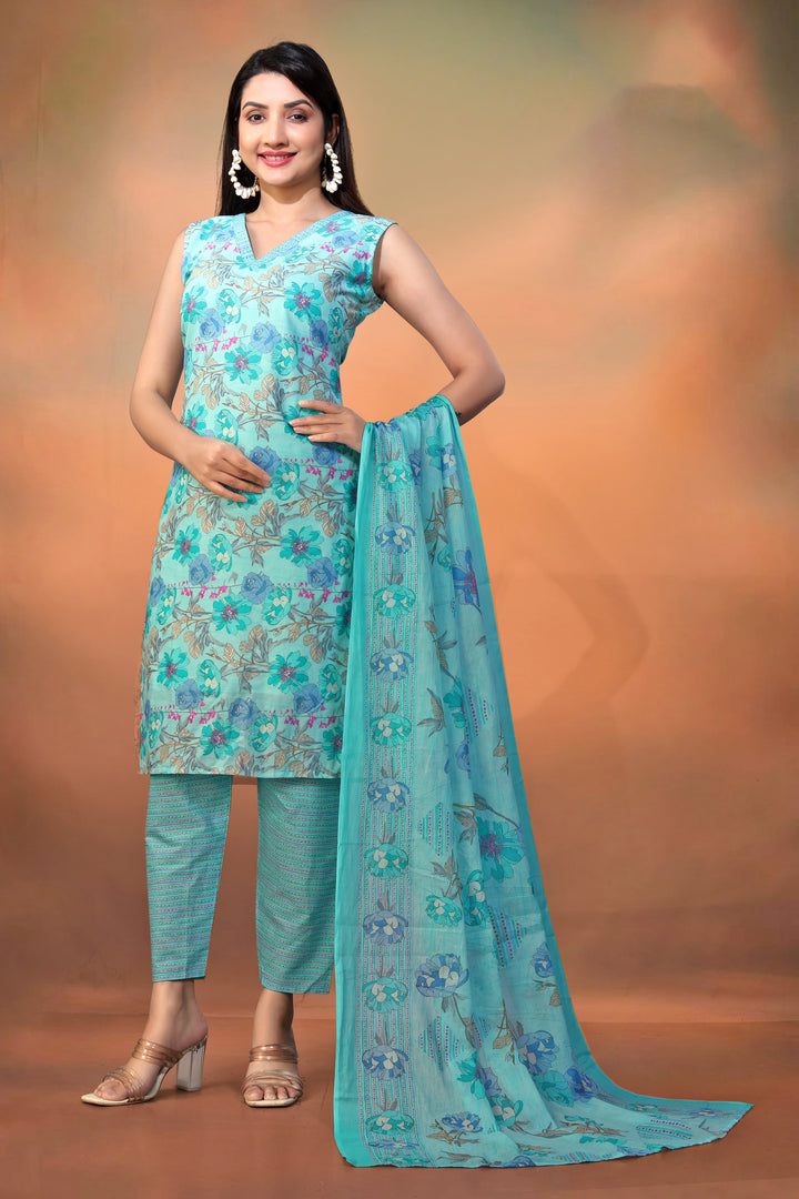 Floral Printed Cambric Cotton Salwar Kameez with Mal Cotton Dupatta | Casual Ethnic Wear