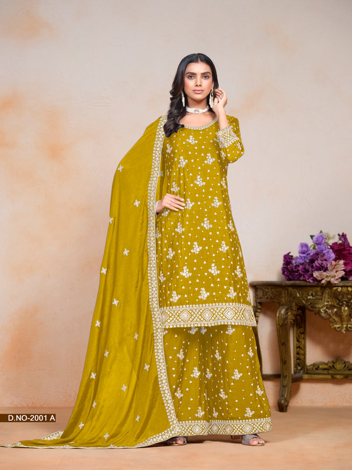 Radiant Chinon Salwar Kameez with Delicate Embroidery | Perfect for Celebrations