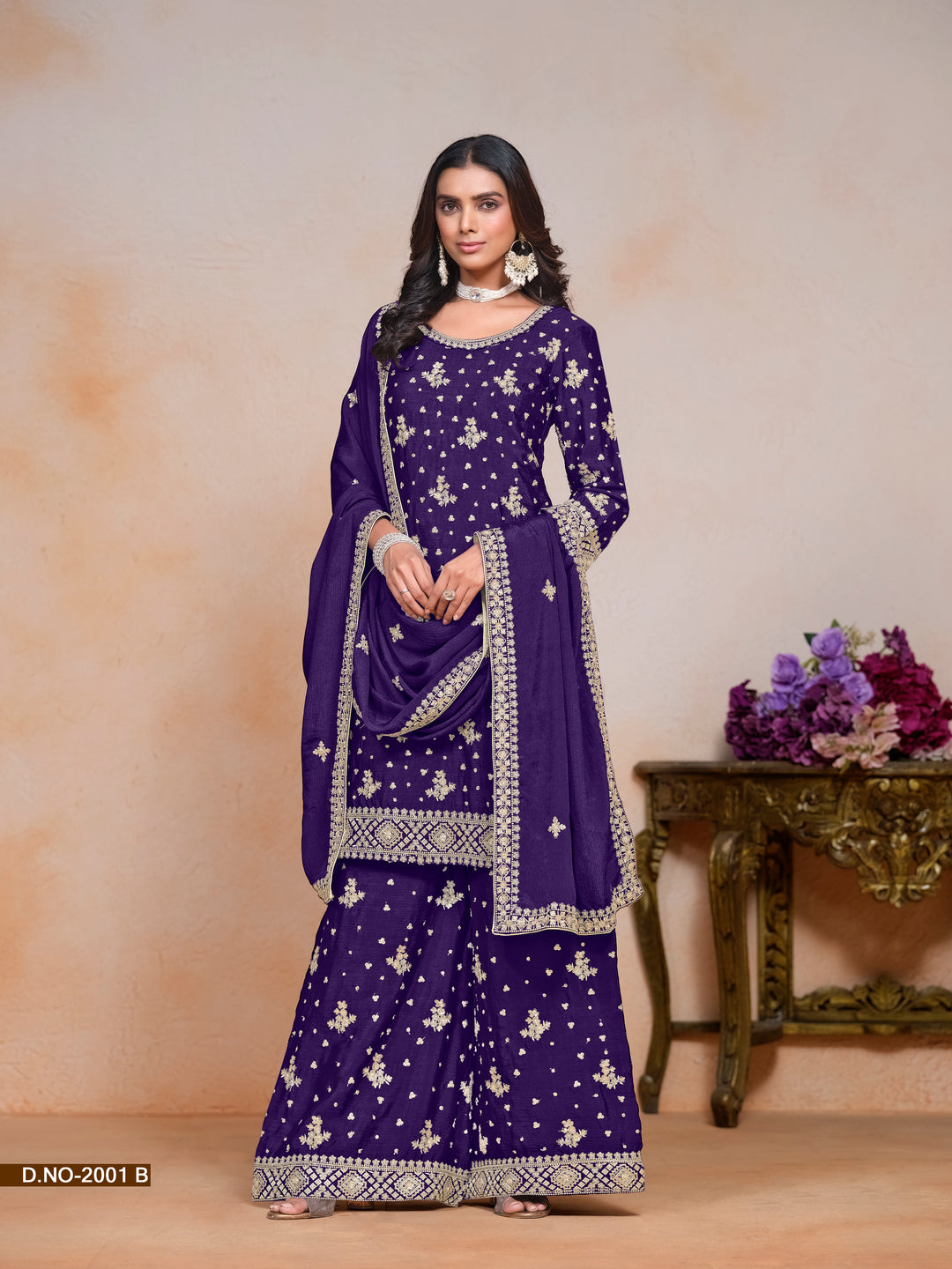 Radiant Chinon Salwar Kameez with Delicate Embroidery | Perfect for Celebrations