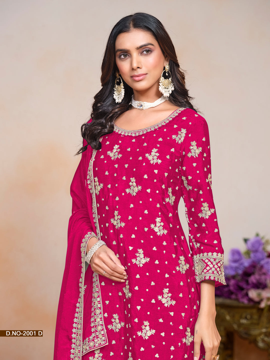 Radiant Chinon Salwar Kameez with Delicate Embroidery | Perfect for Celebrations