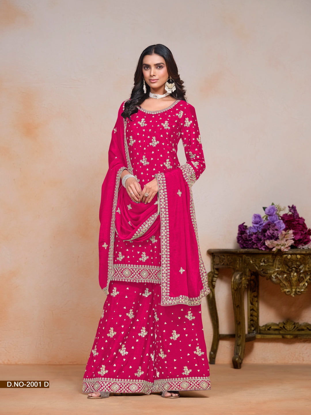 Radiant Chinon Salwar Kameez with Delicate Embroidery | Perfect for Celebrations