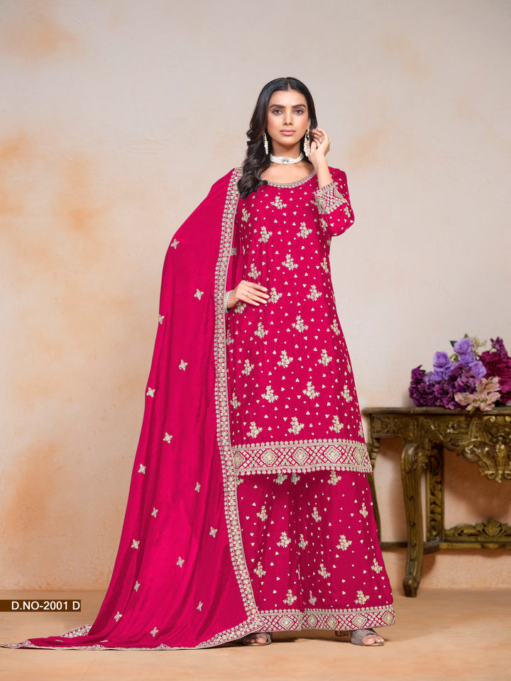 Radiant Chinon Salwar Kameez with Delicate Embroidery | Perfect for Celebrations