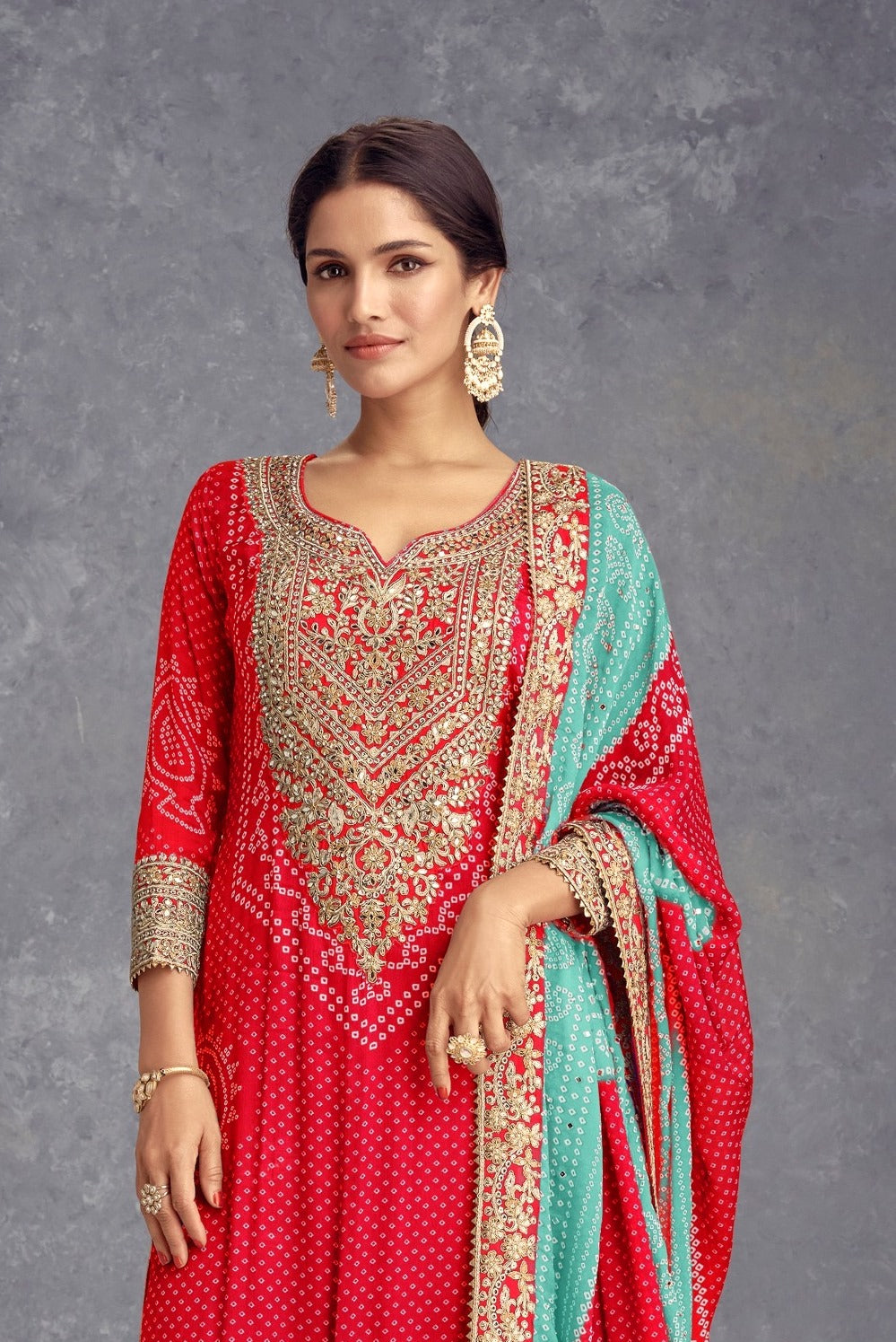 Exquisite Chinon Salwar Kameez with Elegant Embroidery | Perfect for Festive Wear