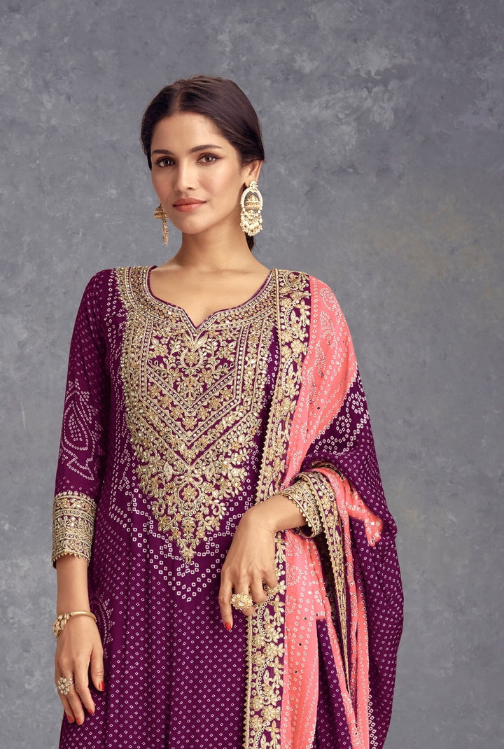 Exquisite Chinon Salwar Kameez with Elegant Embroidery | Perfect for Festive Wear