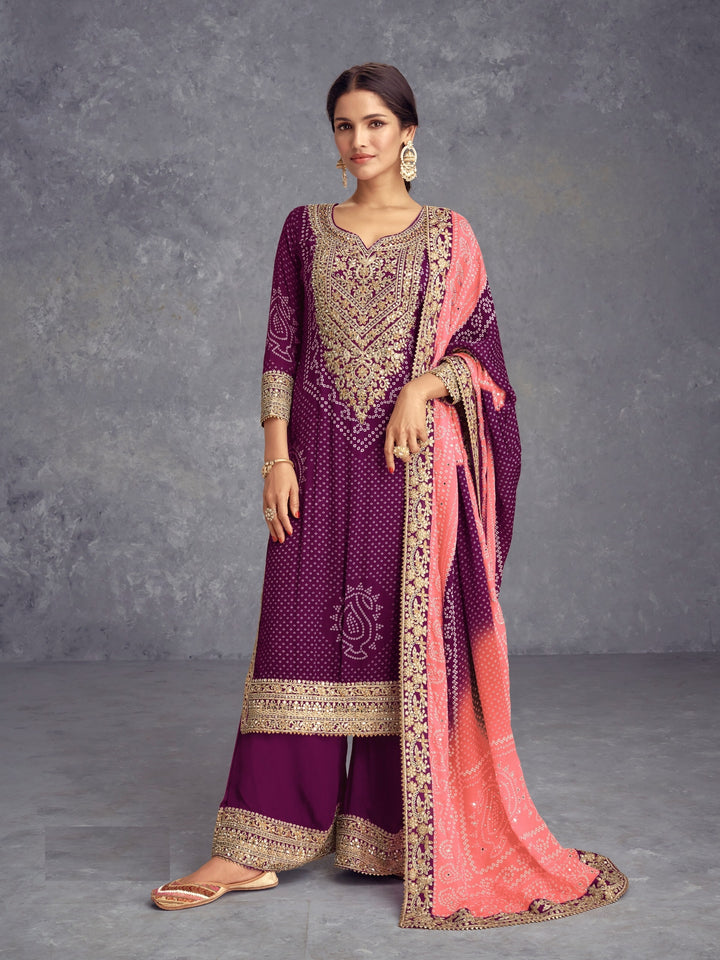 Exquisite Chinon Salwar Kameez with Elegant Embroidery | Perfect for Festive Wear