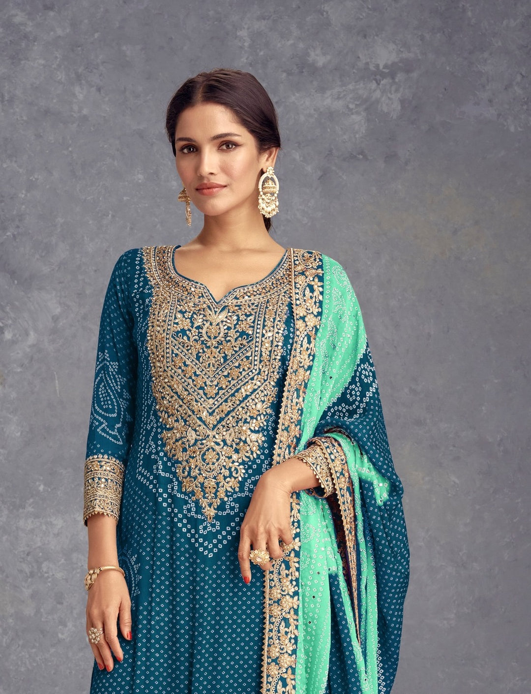 Exquisite Chinon Salwar Kameez with Elegant Embroidery | Perfect for Festive Wear