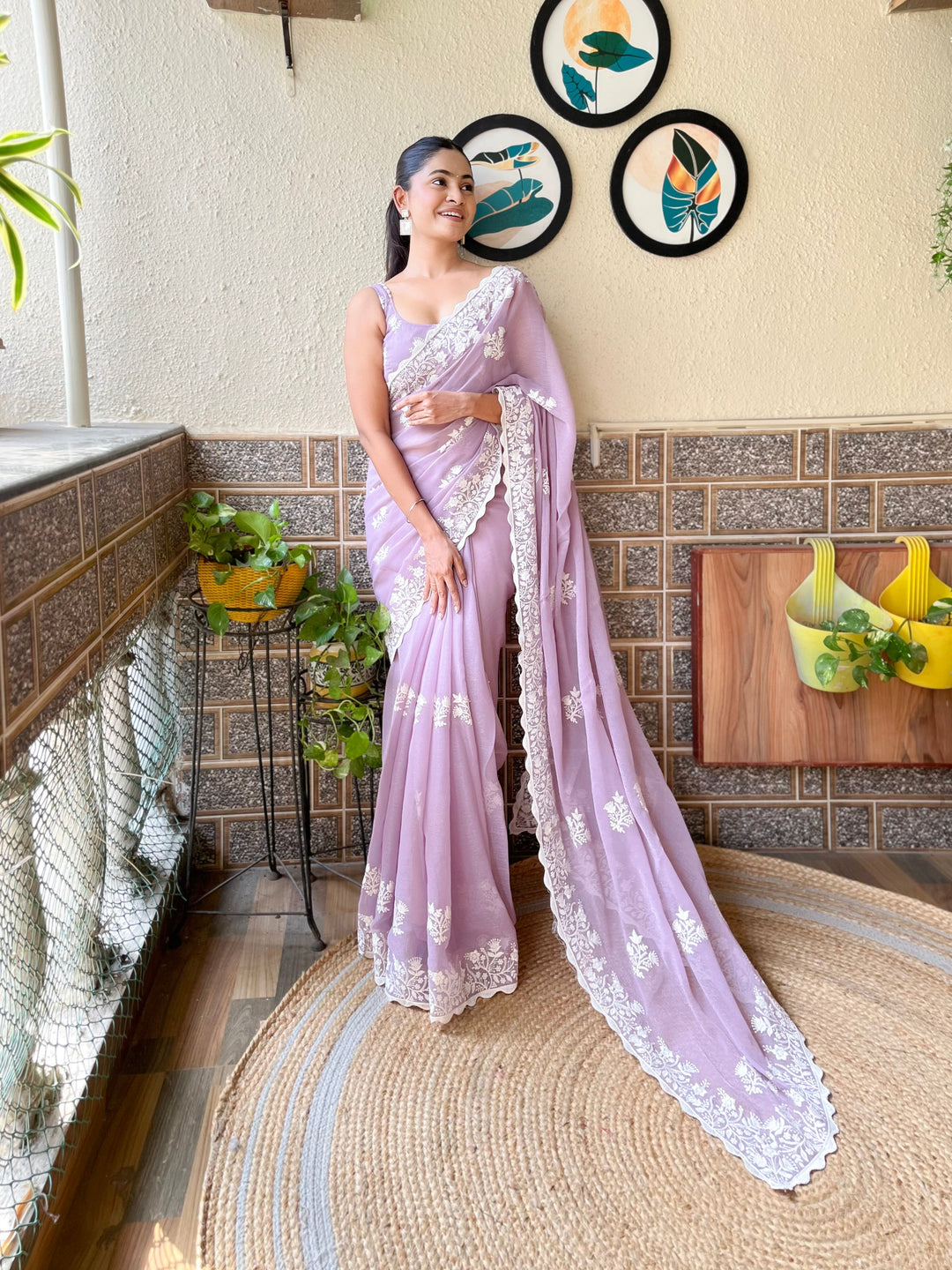 Elegant Simmer-Silk Saree with Embroidered Blouse | Perfect for Weddings & Festivals