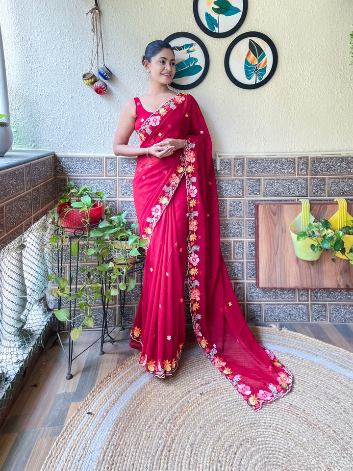 Elegant Georgette Saree with Multi-Thread Sequins | Perfect for Weddings & Festive Occasions