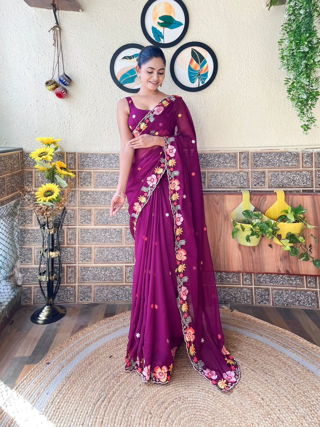 Elegant Georgette Saree with Multi-Thread Sequins | Perfect for Weddings & Festive Occasions