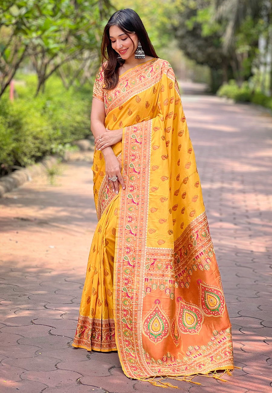 Tussar Silk Saree | Woven Jari Designer | Madhubani Print | Special Event