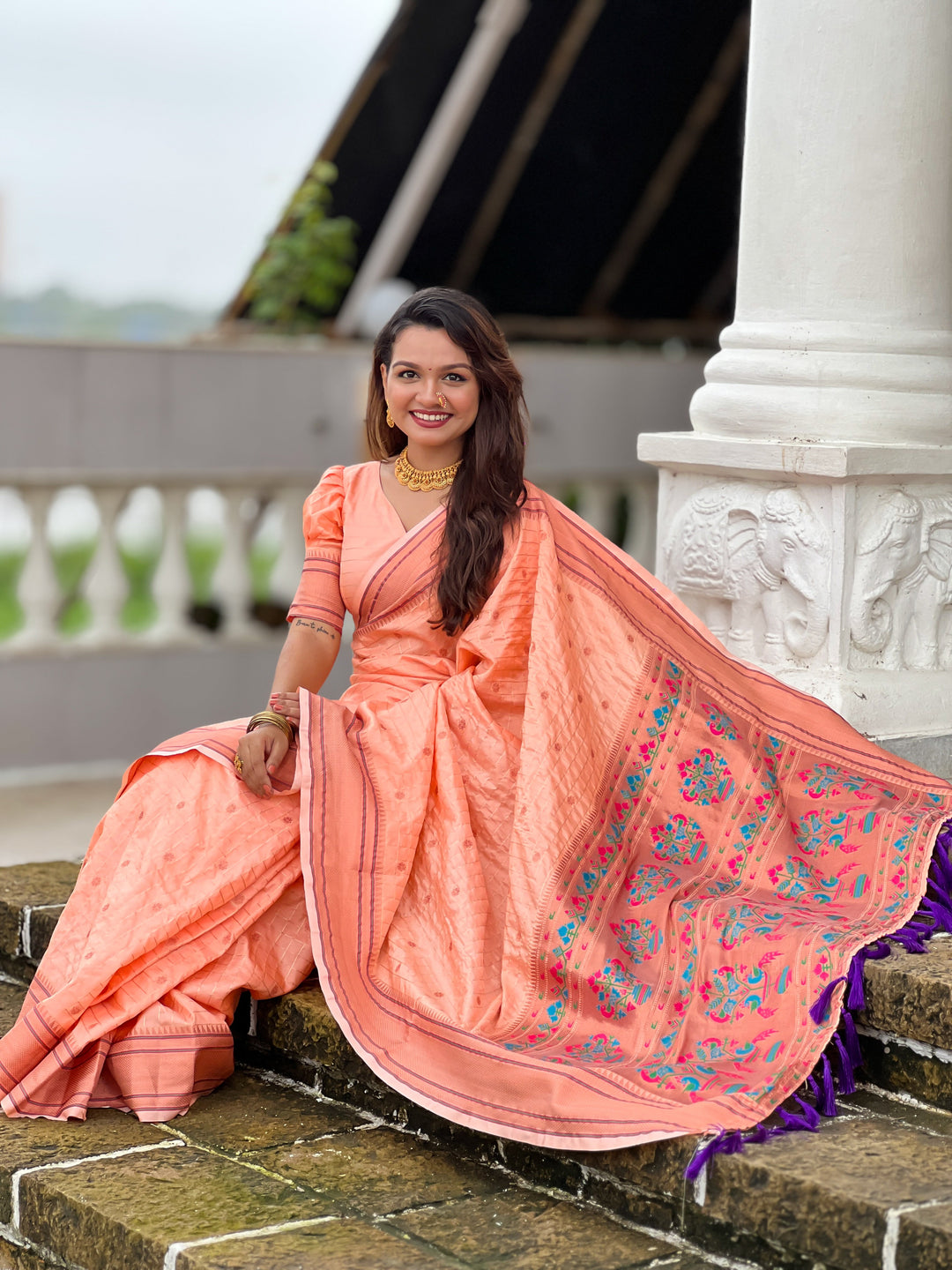 Elegant Moss-Chiffon Saree with Embroidery & Designer Foil Print | Perfect for Weddings & Festive Occasions