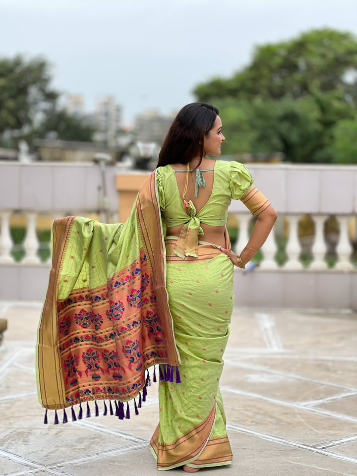 Elegant Moss-Chiffon Saree with Embroidery & Designer Foil Print | Perfect for Weddings & Festive Occasions