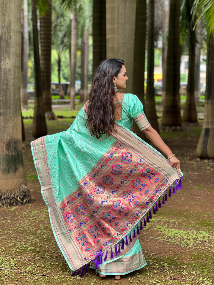 Elegant Moss-Chiffon Saree with Embroidery & Designer Foil Print | Perfect for Weddings & Festive Occasions