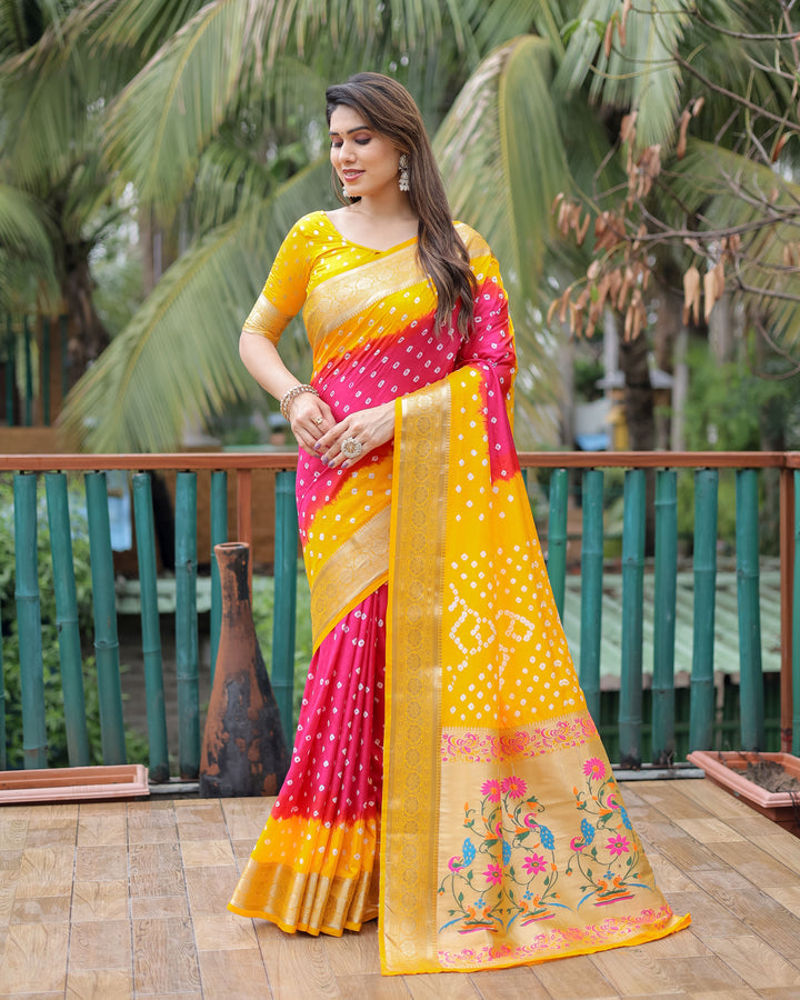 Elegant Dola-Silk Saree | Wevon-Designer Bandhani Print for Special Events