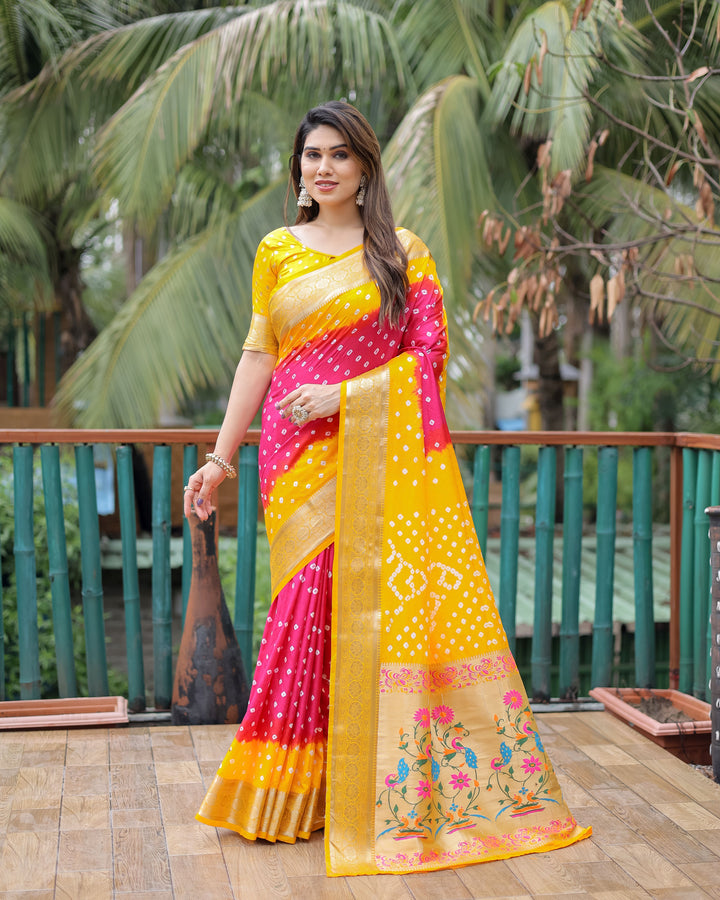 Elegant Dola-Silk Saree | Wevon-Designer Bandhani Print for Special Events