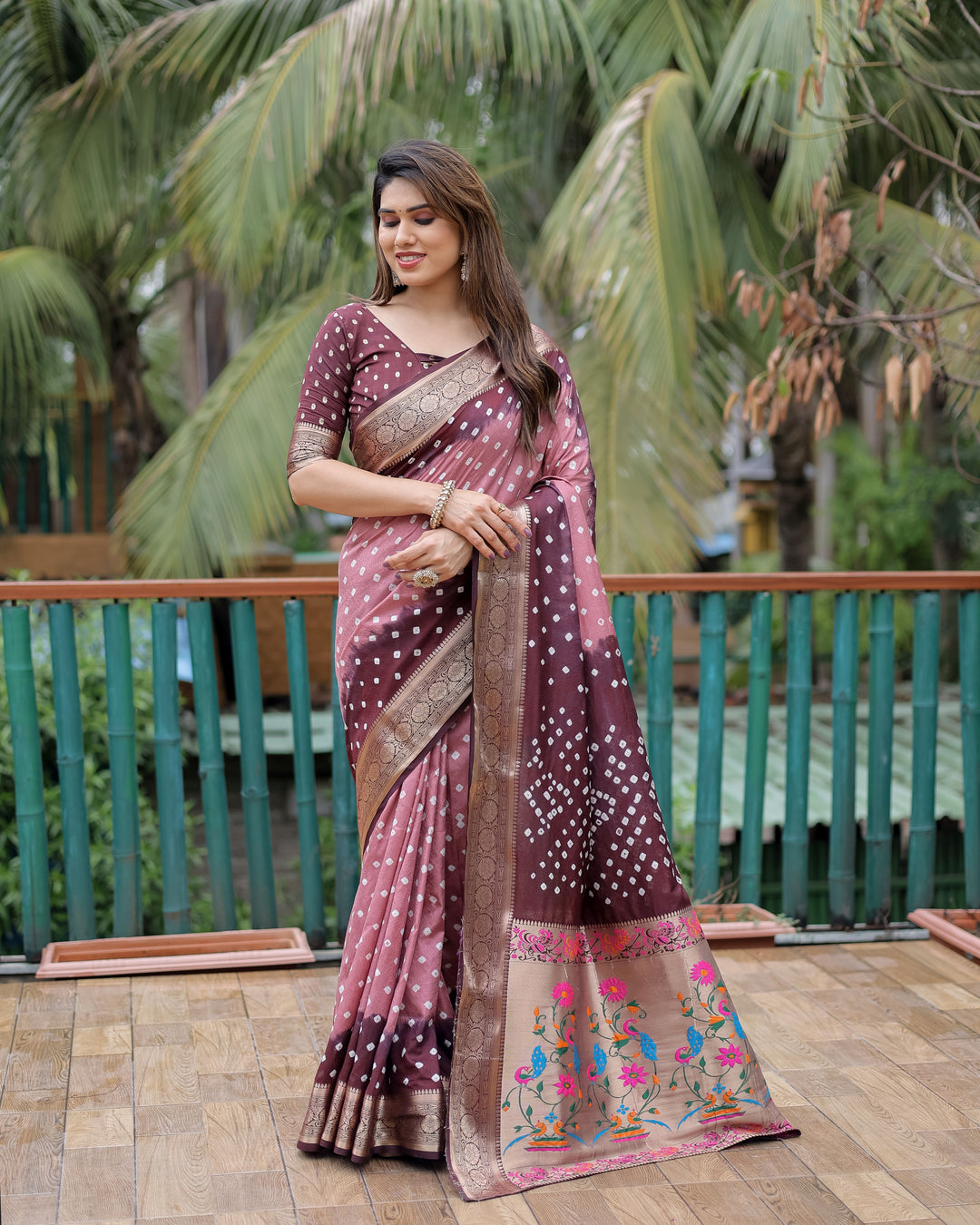 Elegant Dola-Silk Saree | Wevon-Designer Bandhani Print for Special Events