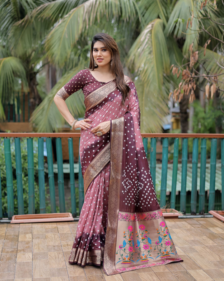 Elegant Dola-Silk Saree | Wevon-Designer Bandhani Print for Special Events