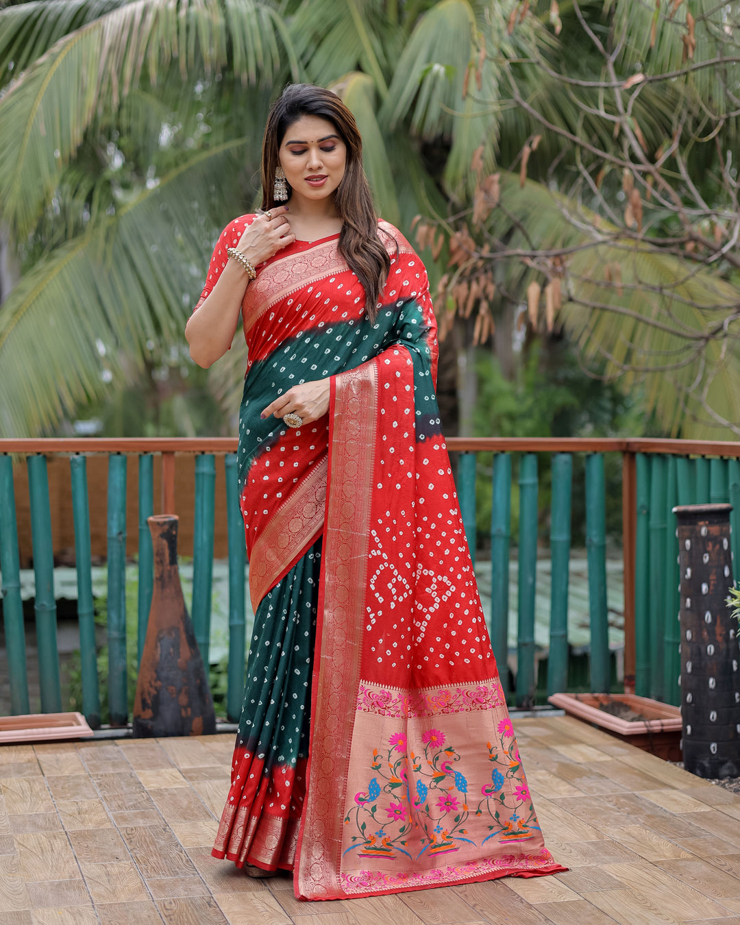 Elegant Dola-Silk Saree | Wevon-Designer Bandhani Print for Special Events