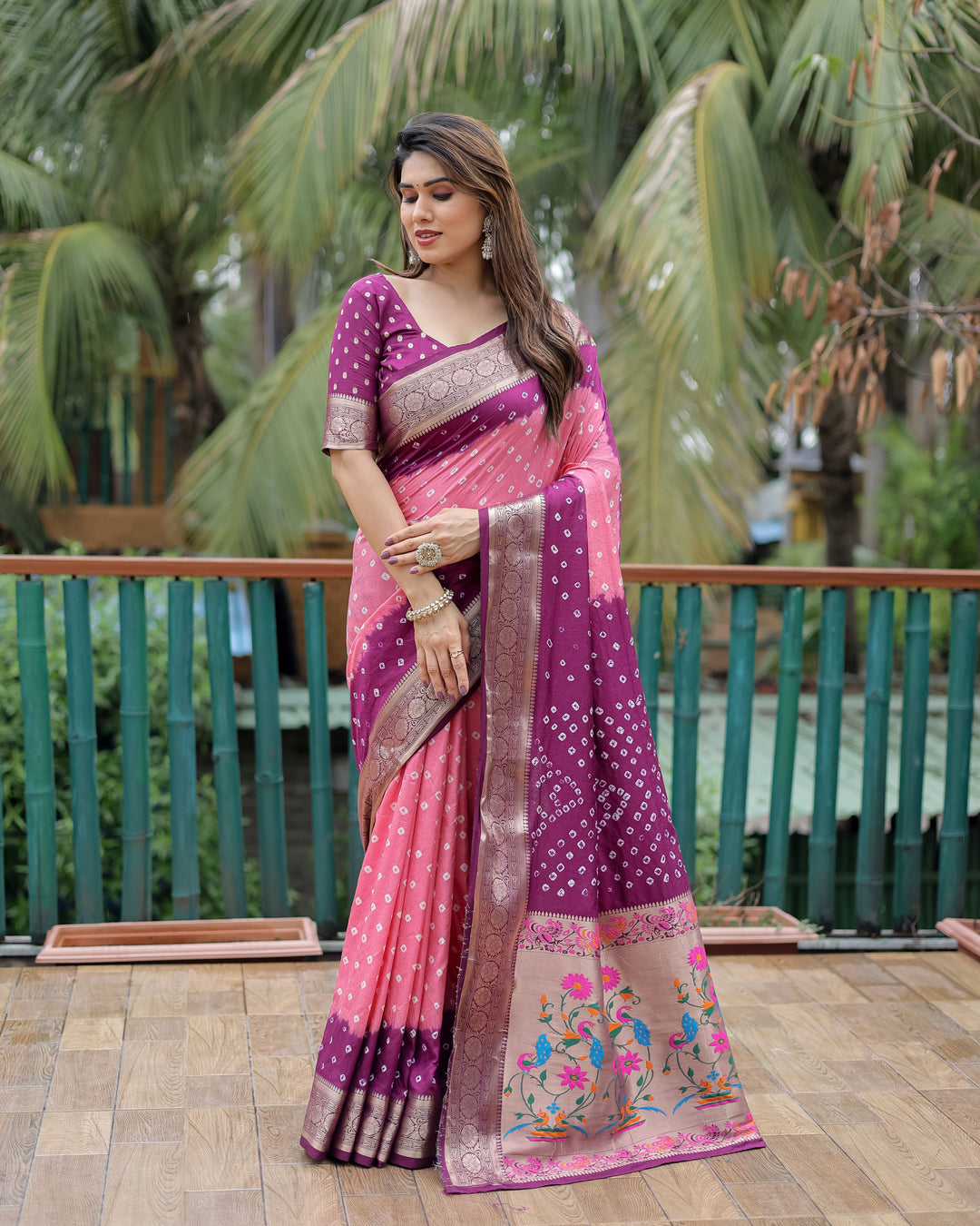 Elegant Dola-Silk Saree | Wevon-Designer Bandhani Print for Special Events