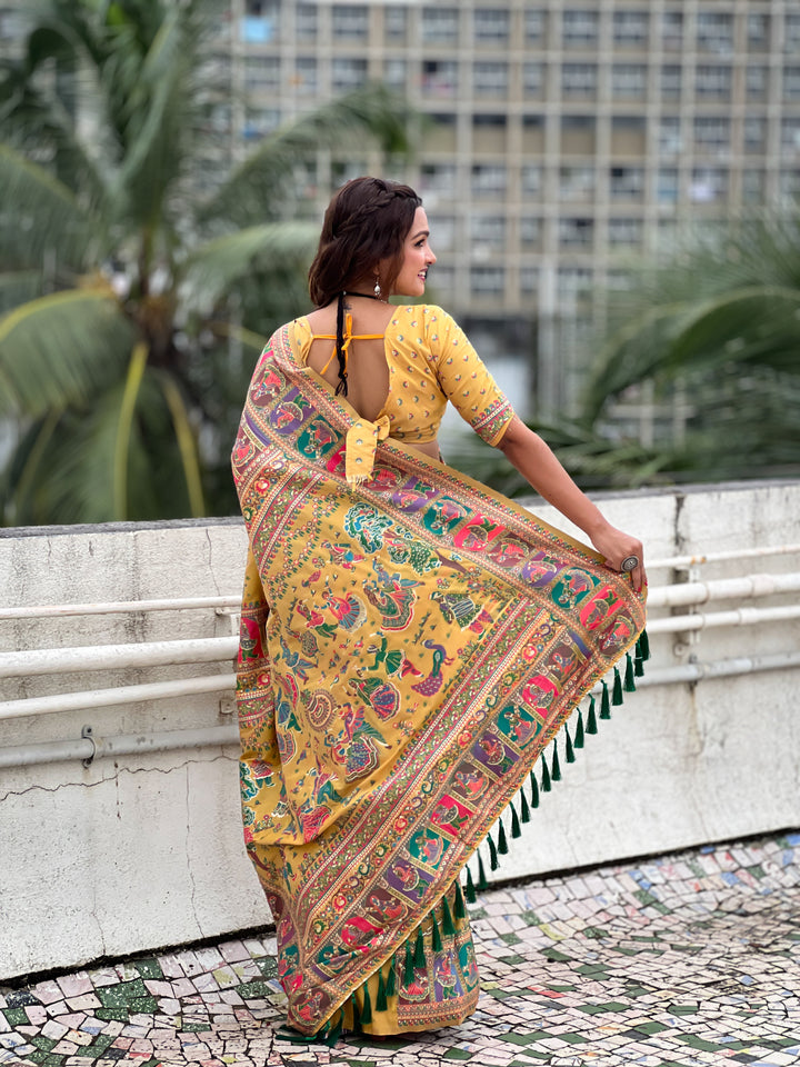 Elegant Pashmina-Silk Saree | Designer Wevon-Kashmiri-Meenakari Work