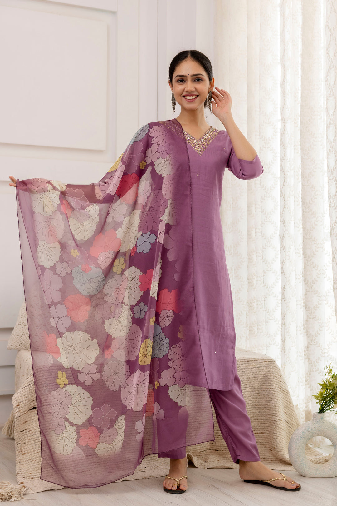 Elegant Viscose Salwar Kameez with Design Printed Dupatta | Stylish Ethnic Wear