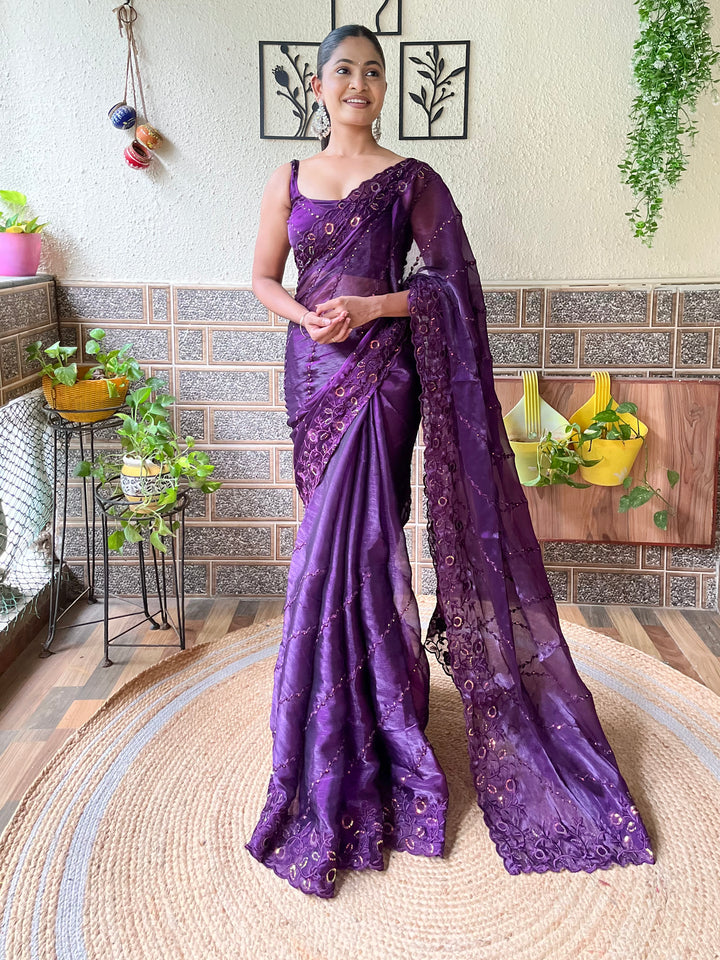 Designer Burburry  Saree | Beautified with Designer Thread,Sequance Embroidery Work Work