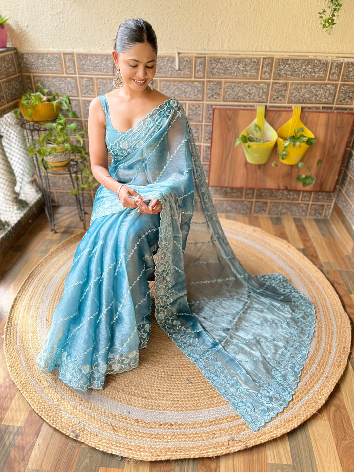 Designer Burburry  Saree | Beautified with Designer Thread,Sequance Embroidery Work Work