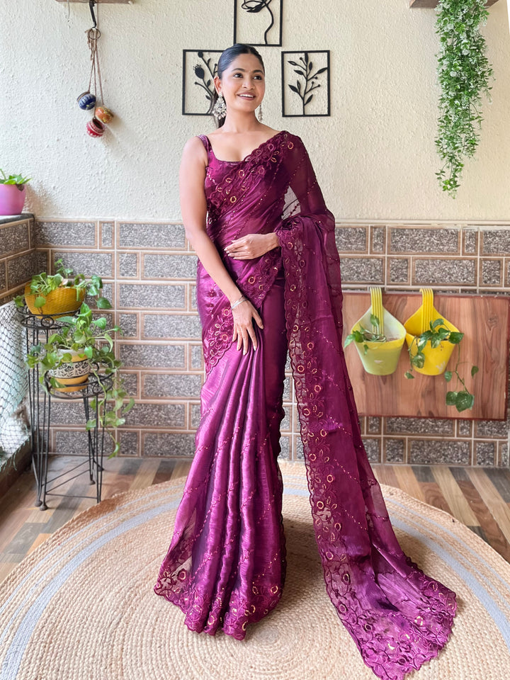 Designer Burburry  Saree | Beautified with Designer Thread,Sequance Embroidery Work Work