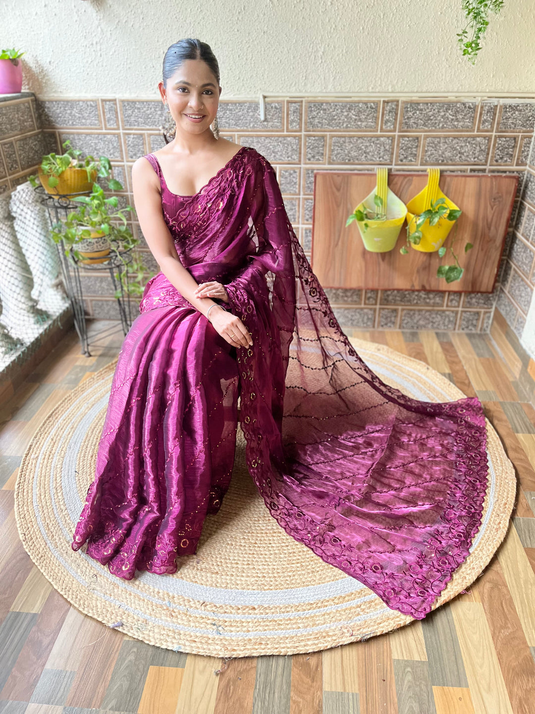 Designer Burburry  Saree | Beautified with Designer Thread,Sequance Embroidery Work Work