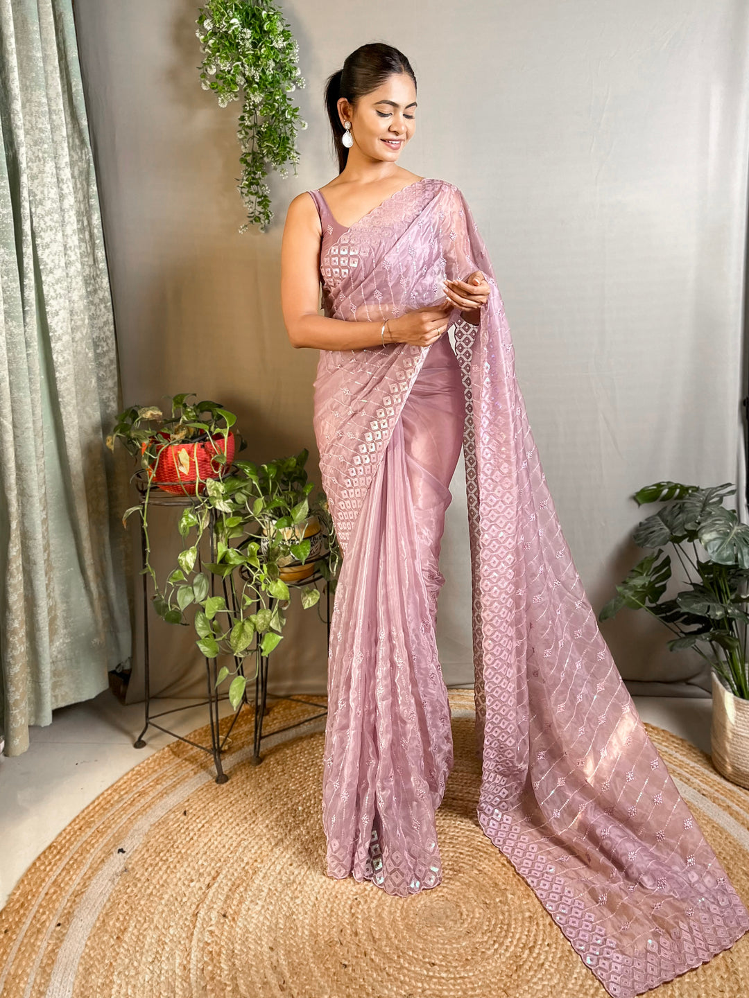 Crystal Silk Saree | Designer Sequance Embroidery Work for Partywear