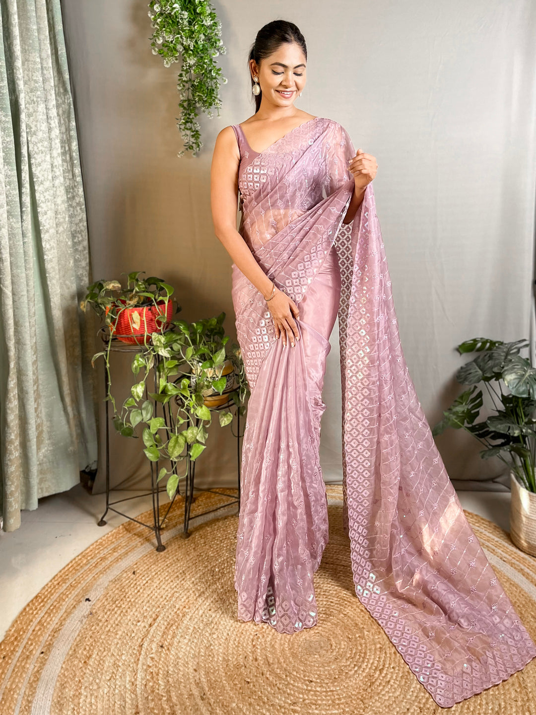 Crystal Silk Saree | Designer Sequance Embroidery Work for Partywear